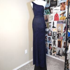 One Shoulder Y2k Glitter Gown Glam Vintage